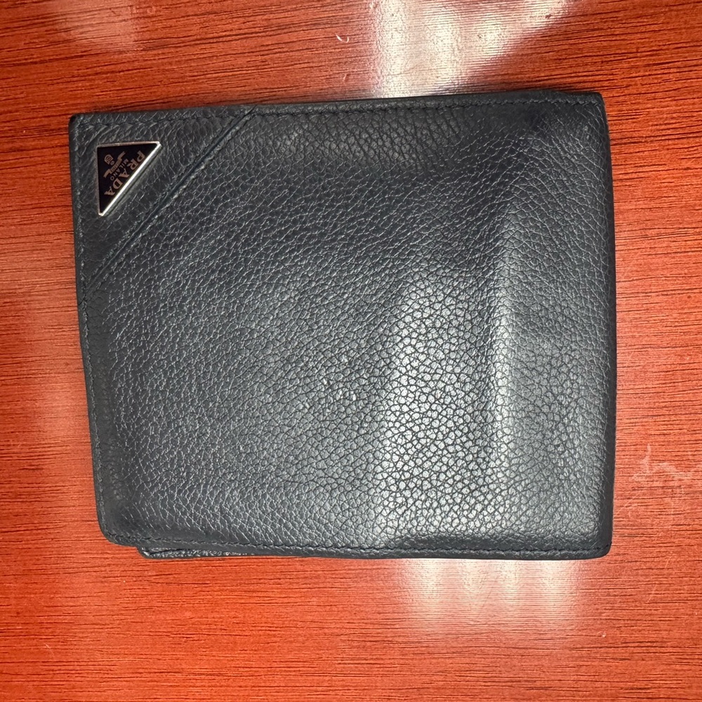 Prada Black Key & Card Holder with Textured Leather